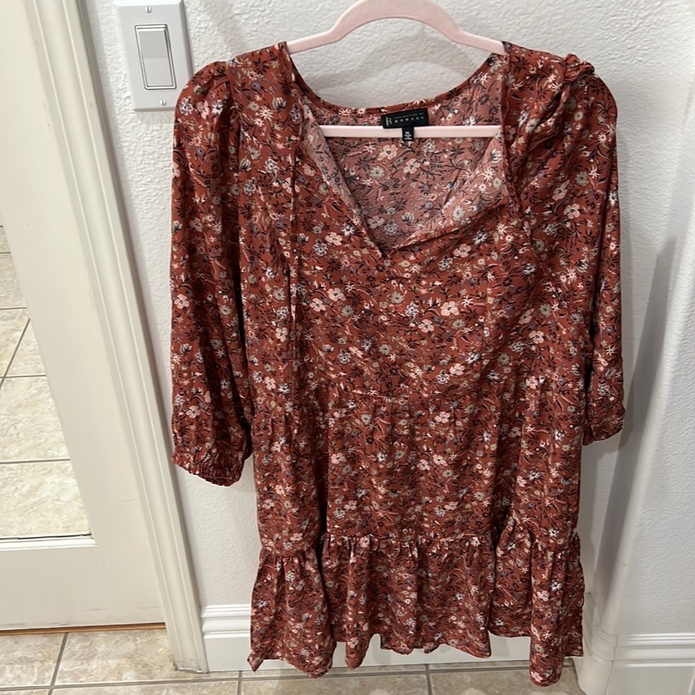 NEW bobeau Whitley Floral Babydoll Dress - Picture 7 of 7